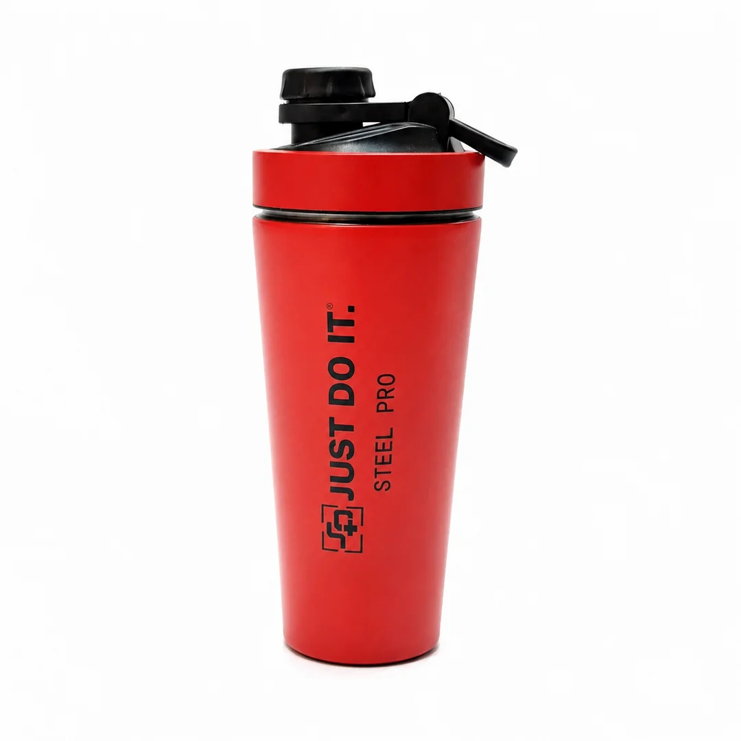 شیکر جاست دو فلزی قرمز شیکر مدل فلزی جاست Shaker Bottle - Image 1